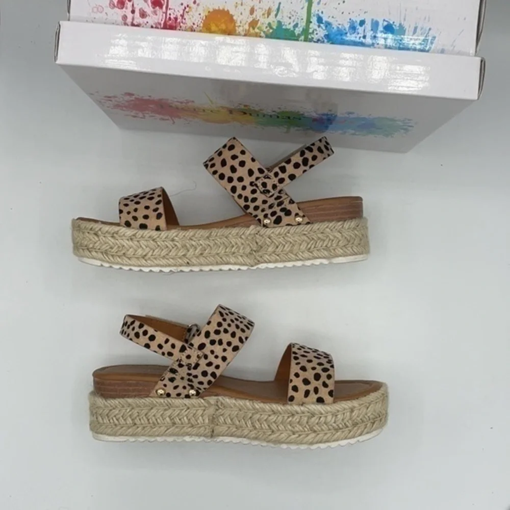 PIERRE DUMAS Cheetah Stud-Accent Magic Sandals